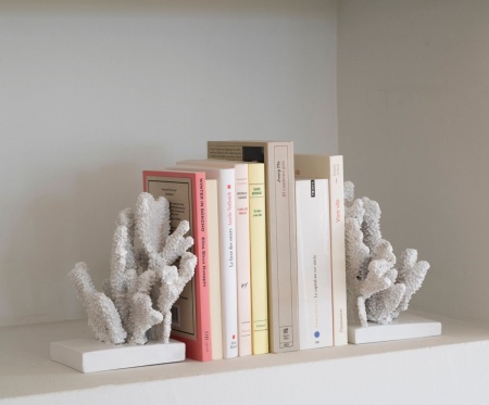 2 SERRE-LIVRES CORAIL BLANC