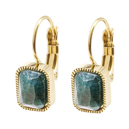 BOUCLE D OREILLE DORMEUSE ACIER DORE APATITE