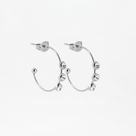 BOUCLES D OREILLES - ACIER blanc -zirconium