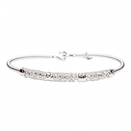 BRACELET CORDE DE BASSE CHAINE ET PERLES MARTELEES - Femme