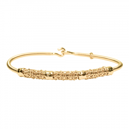 BRACELET CORDE DE BASSE CHAINE ET PERLES MARTELEES - Femme