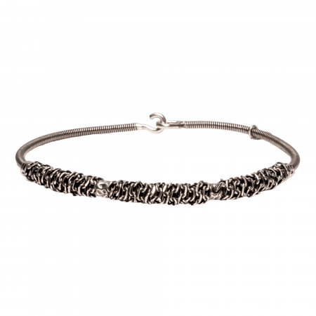 BRACELET CORDE DE BASSE CHAINE ET PERLES MARTELEES - Homme