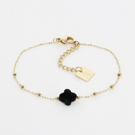 BRACELET COURT ACIER DORE 15CM+3- onyx