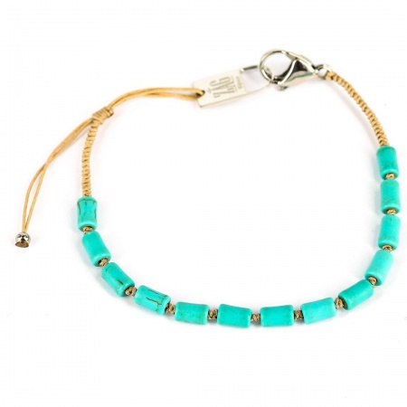 BRACELET COURT ACIER TURQUOISE HOWLITE REGLABLE