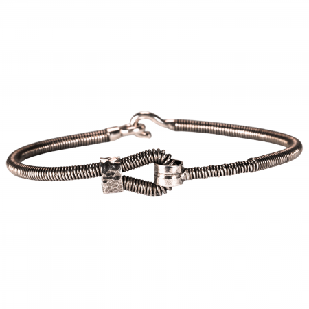 BRACELET HORIZONTAL EN CORDE DE BASSE BIG ARGENT VIEILLI - Homme