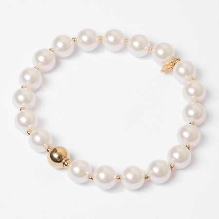 BRACELET Marla ACIER DORE perle nacre elastique p:8mm