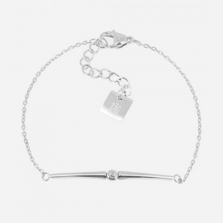 BRACELET SIMPLE-ACIER-Zirconium-15+3cm p:3x35mm