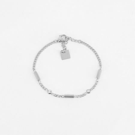 BRACELET SIMPLE-ACIER-Zirconium-15+3cm