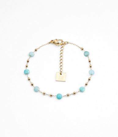 BRACELET Zoe ACIER DORE amazonite 15+3cm