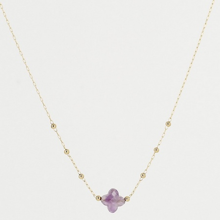 COLLIER COURT ACIER DORE AMETHYSTE 38CM+5 amethyste