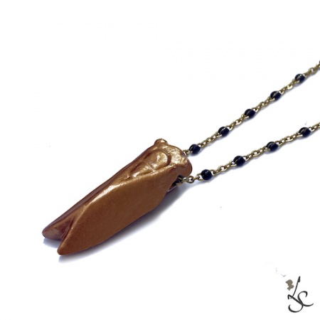 collier Ras de coup cigale bronze