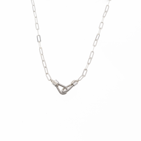 COLLIER YOU AND ME EN CORDE DE BASSE SUR CHAINE RECTANGULAIRE - Femme