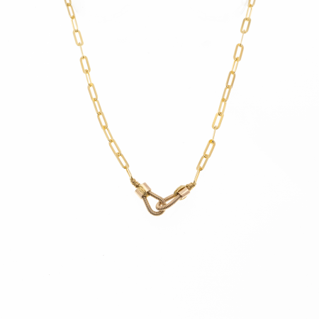 COLLIER YOU AND ME EN CORDE DE BASSE SUR CHAINE RECTANGULAIRE - Femme