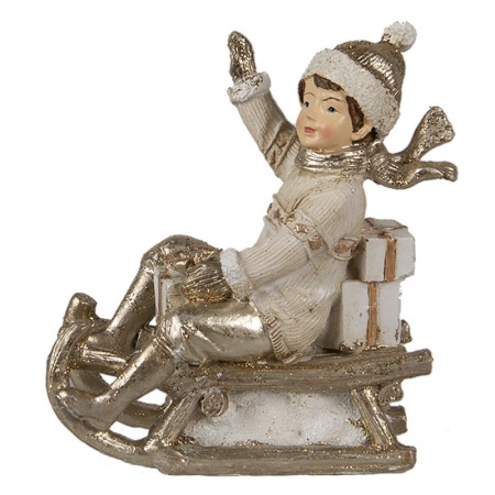 Figurine Enfant 10 cm Beige Polyrésine Décoration de Noël