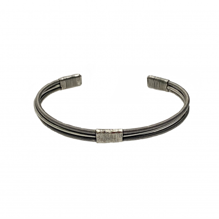 JONC 2 CORDES DE BASSE FIL METAL EMBALE AU CENTRE ARGENT VIEILLI - Homme