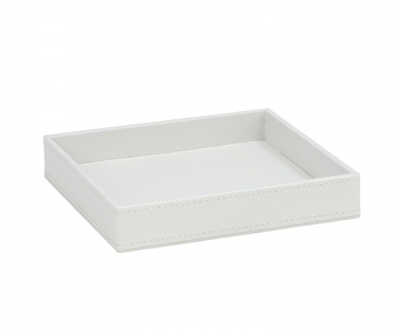 PLATEAU VIDE POCHE en simili cuir blanc