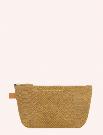 Pochette / Trousse en cuir LENCIL - SNAKE BEIGE