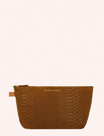 Pochette / Trousse en cuir LENCIL - SNAKE NATURAL