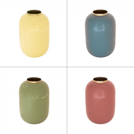 Vase boule en métal pastel Jaune